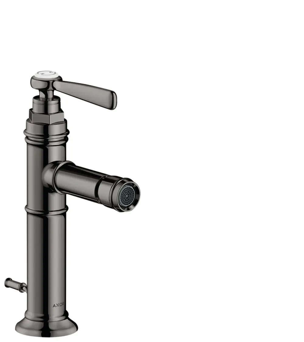 Einhebel-Bidetmischer von AXOR in Polished Black Chrome mit Hebelgriff und Auslaufgarnitur, geeignet für moderne Badeeinrichtungen.